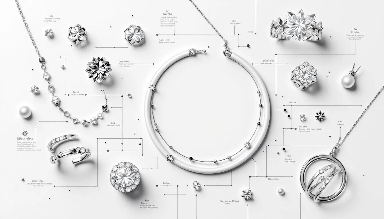 A collection of stunning coin silver jewelry pieces on display.