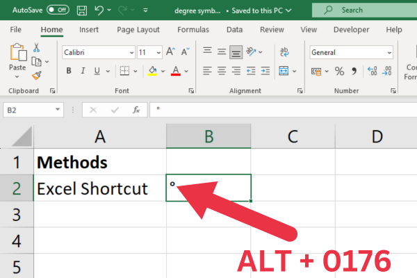 Angle Symbol In Excel