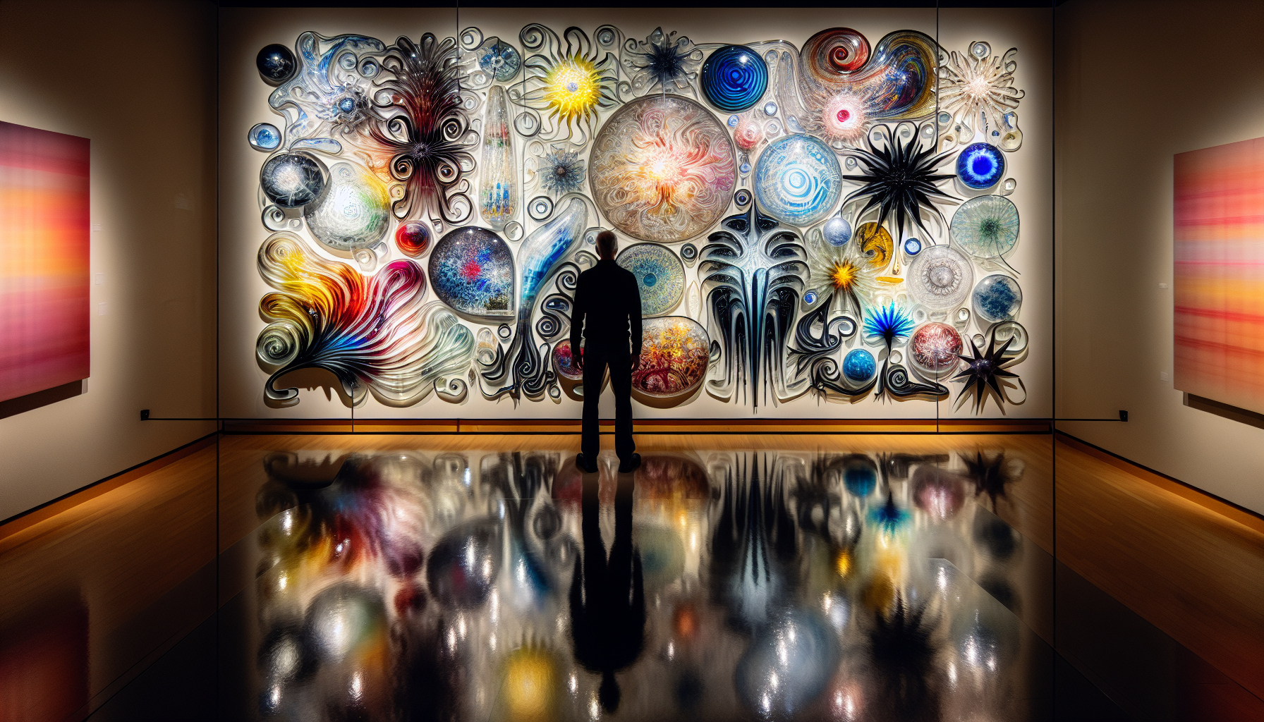 Exploring a gallery of glass wall art