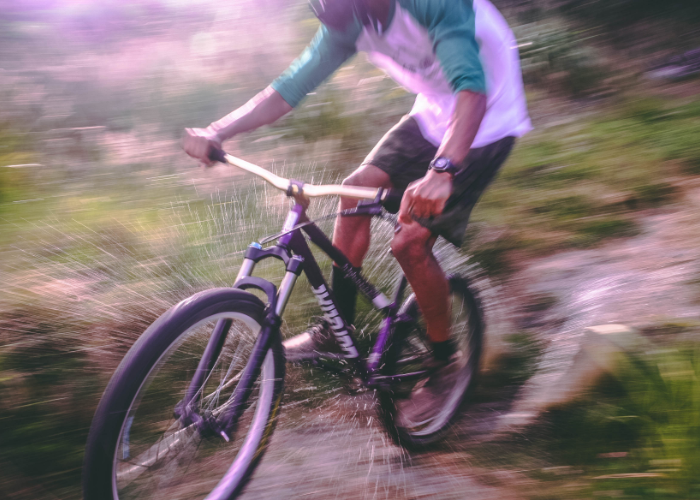 A mountain bike in action, showcasing the design factors that affect how fast can a mountain bike go