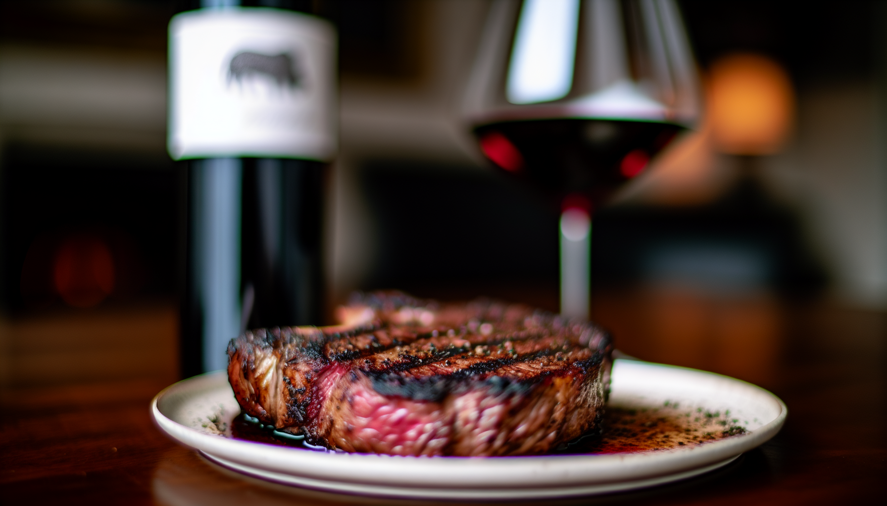 Grilled steak with a glass of Cabernet Sauvignon