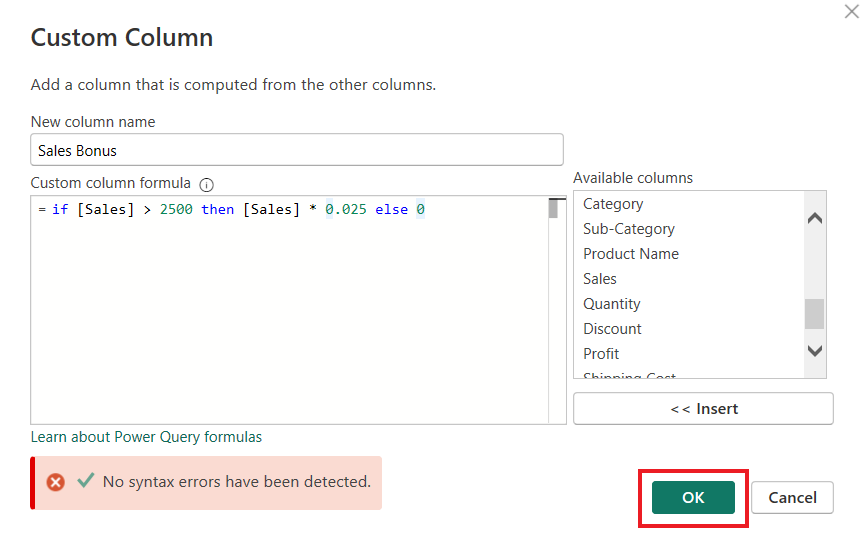 Execute Custom Column Formula