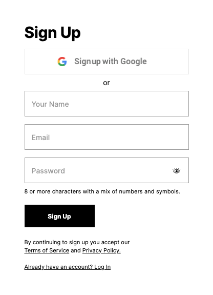 Step 2: Sign up