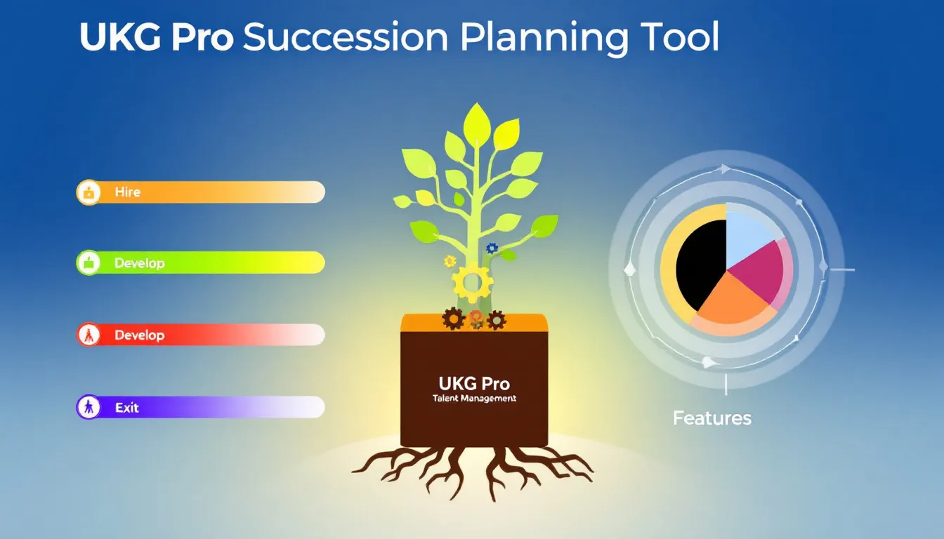 Key features of UKG Pro Succession Planning Tool displayed visually.