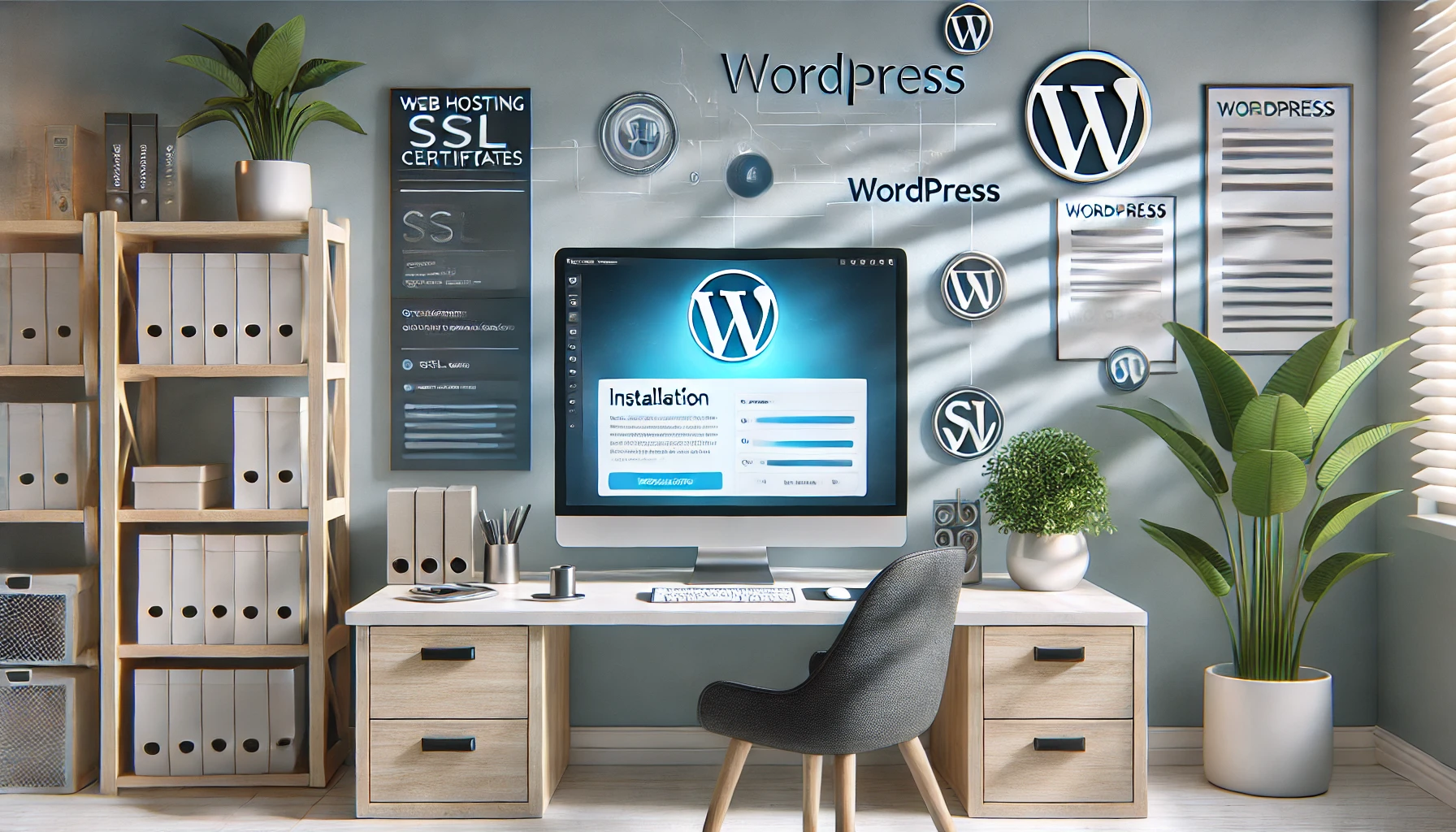 Pantalla de computadora mostrando la instalación de WordPress en un hosting | PosicionaDigital
