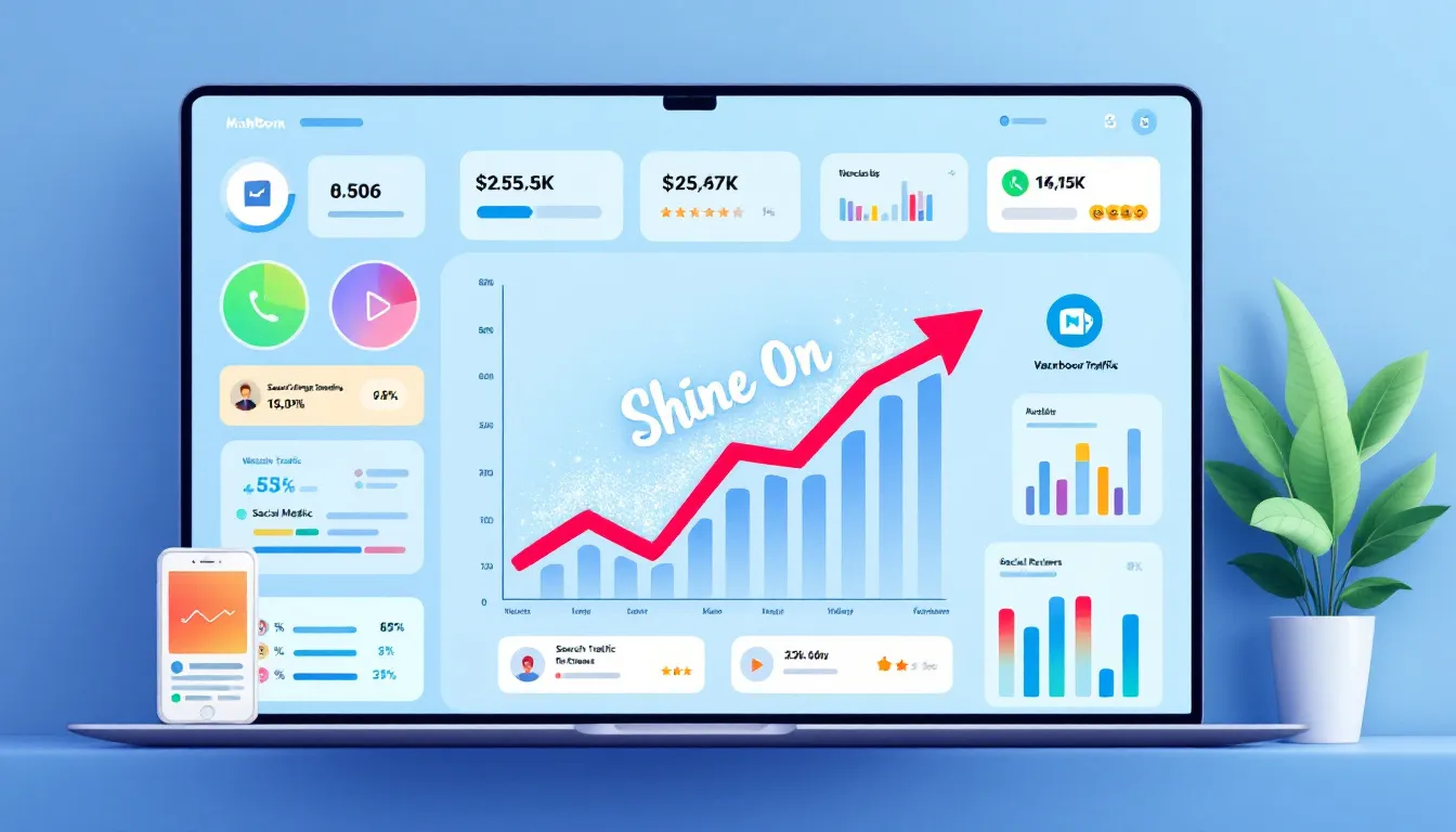 A dashboard showing SEO metrics for window cleaning services.