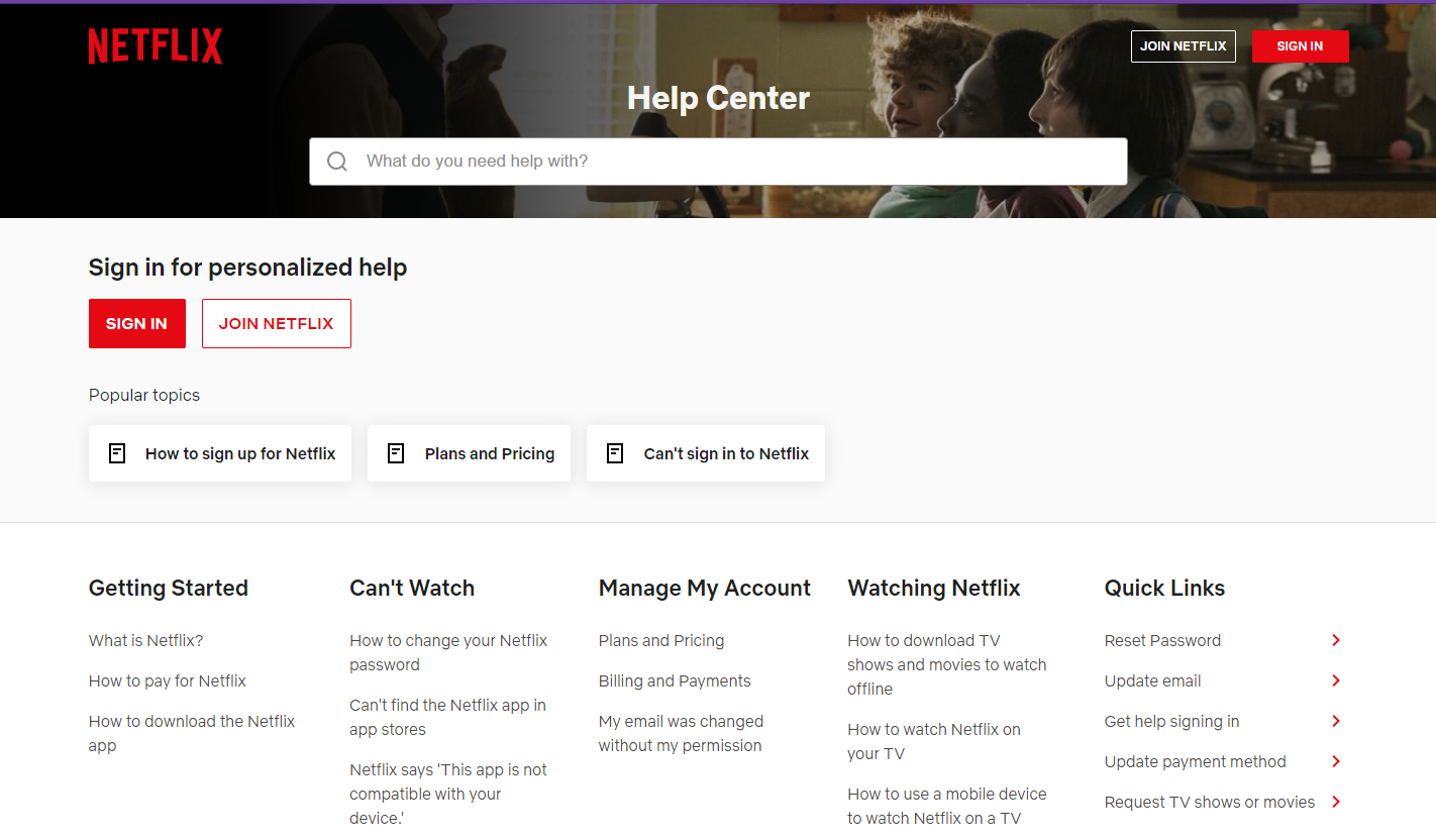 Netflix help center