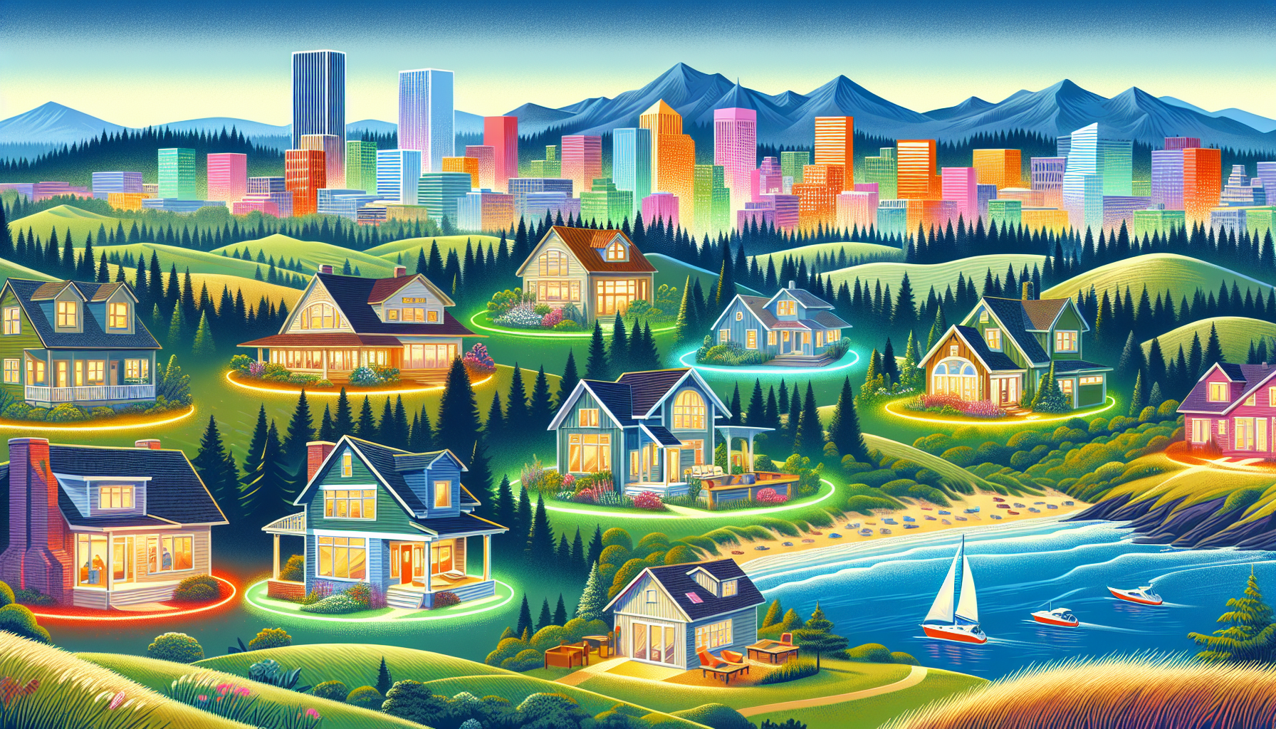 Illustration of diverse investment properties in Oregon