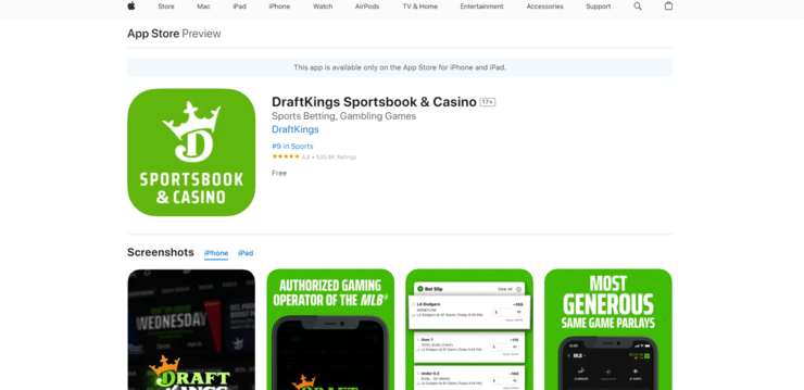 Apple App Store DraftKings preview