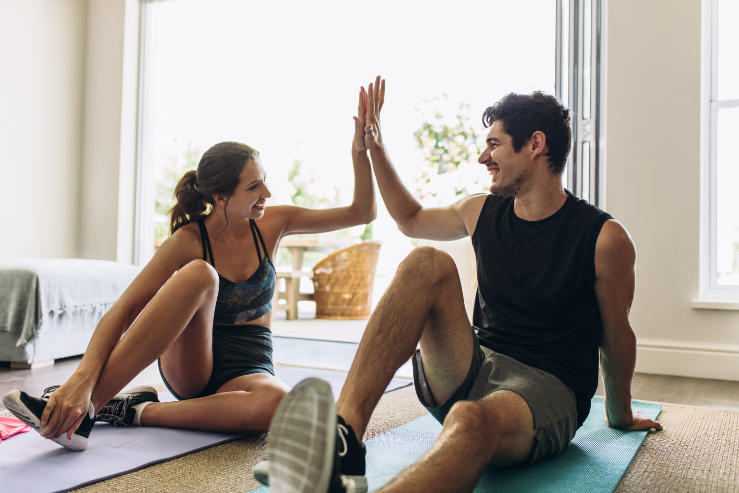 Two people after a workout session.