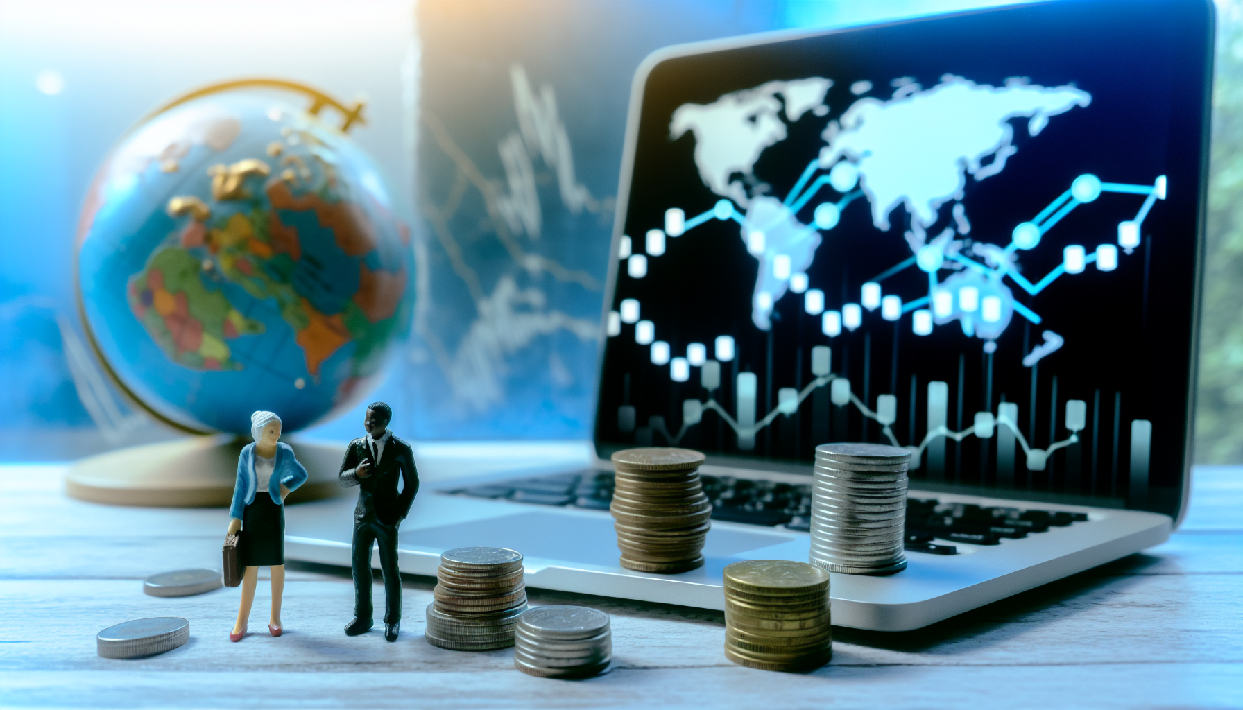 Financial risk mitigation strategies and investment diversification with a laptop displaying global financial data.