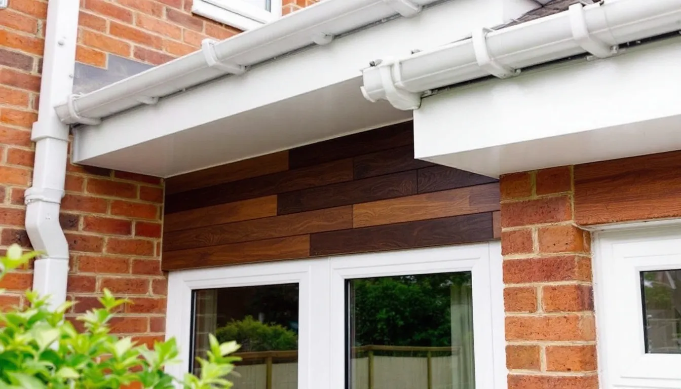 Various materials used for soffit boards including wood and UPVC.