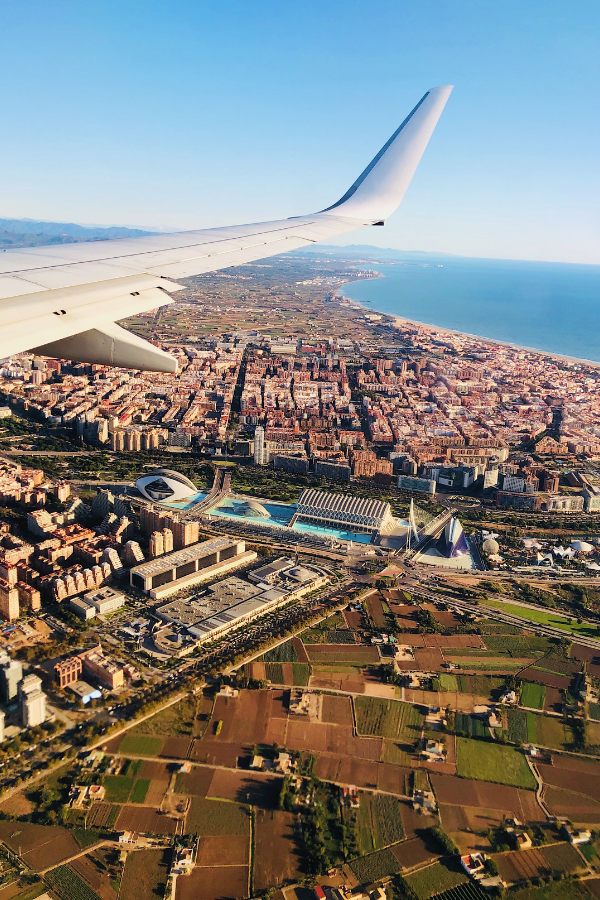 view of Valencia, Spain from an airplane