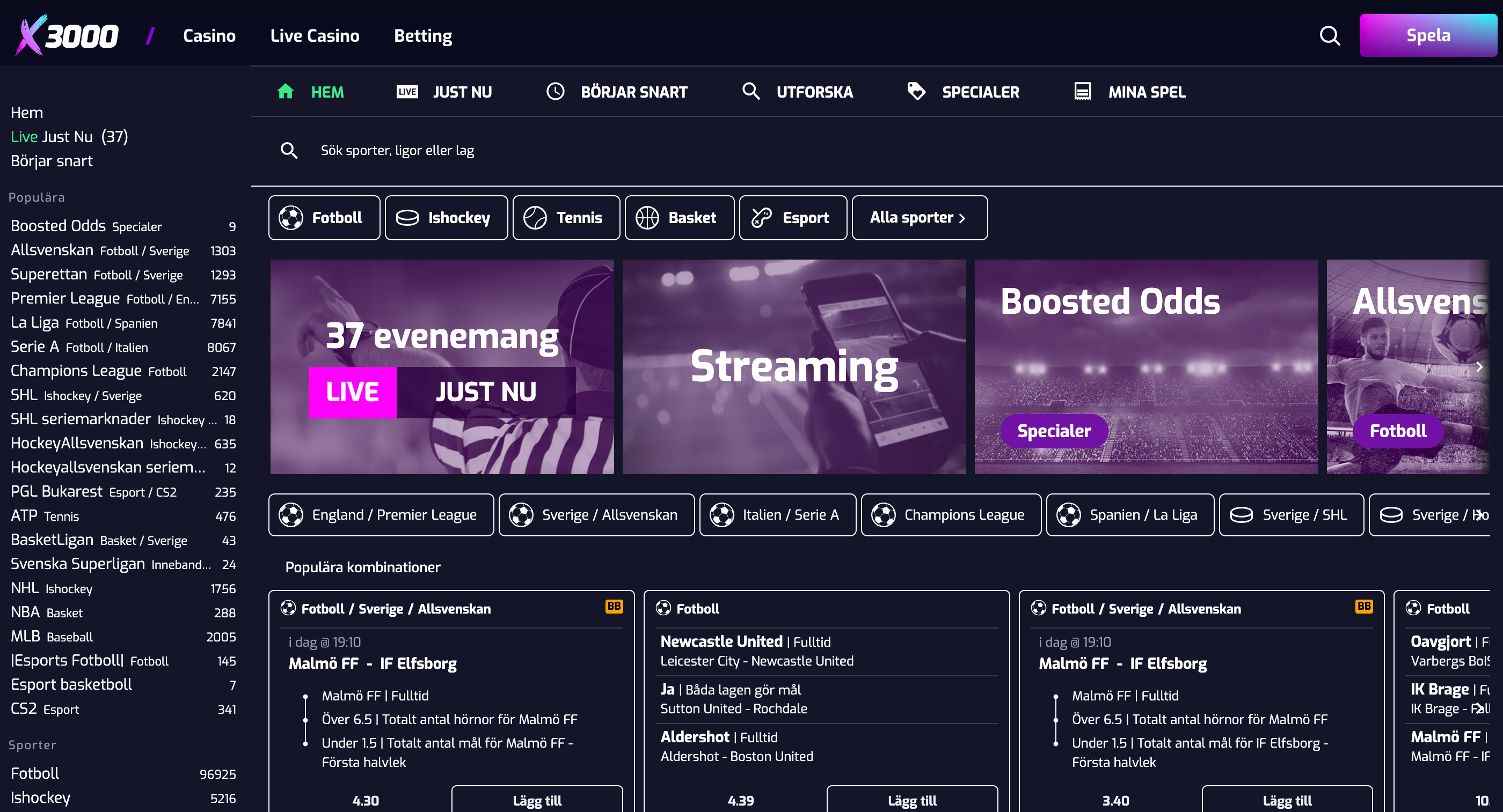 X300 betting och live streaming