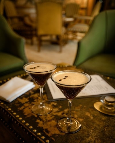 drinks at the bar nestled on the property of a boutique hotel in Connecticut