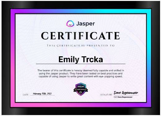 Jasper AI certification