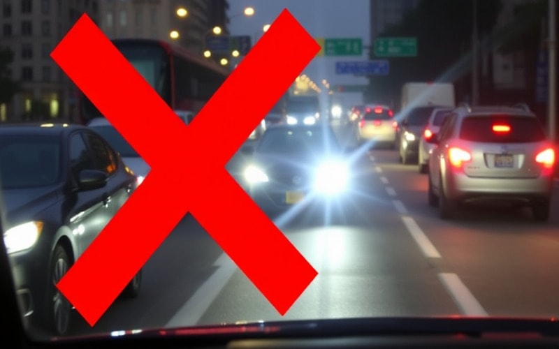 Do not use high beam in well lit urban areas