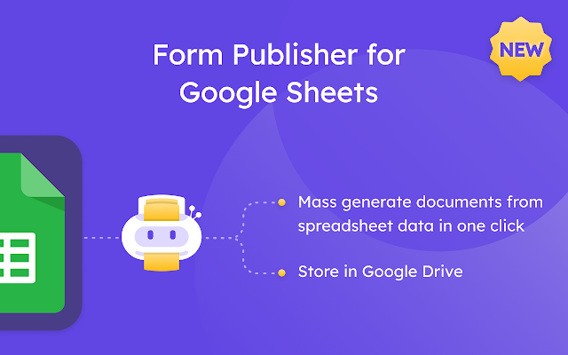 A slide describing Form Publisher, a Google Sheets add on.