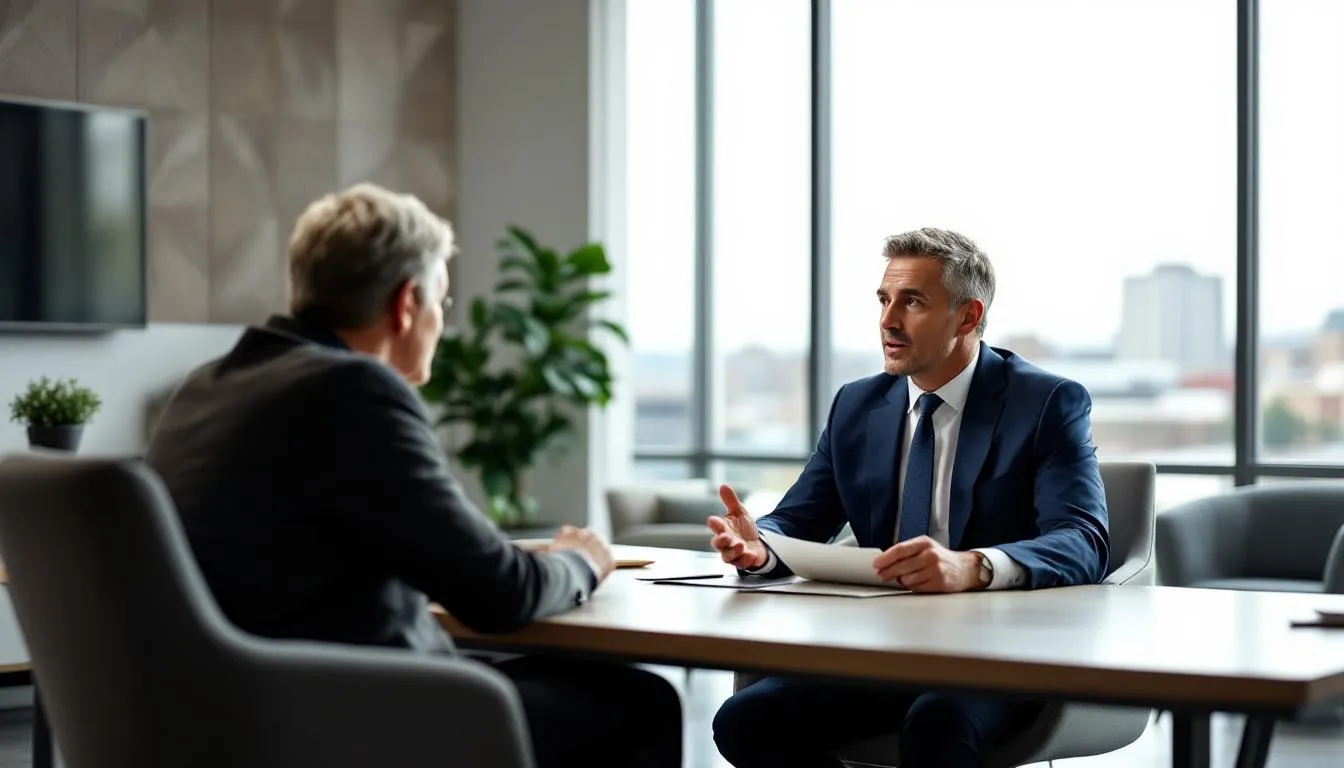 An attorney from Johnston Law Firm discussing social security disability with a client.