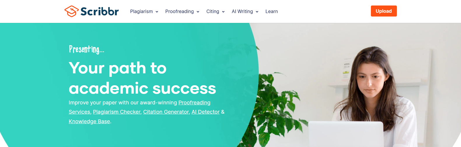 Scribbr academic writing platform offering AI detection, plagiarism checking, proofreading, and citation tools to help students improve writing and maintain academic integrity.