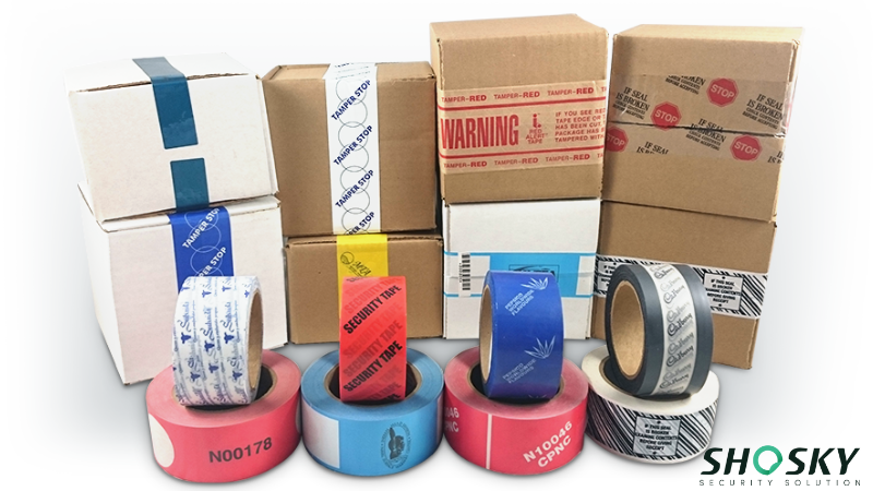 Security tape variations for cartons exposed to moisture, heat, or handling