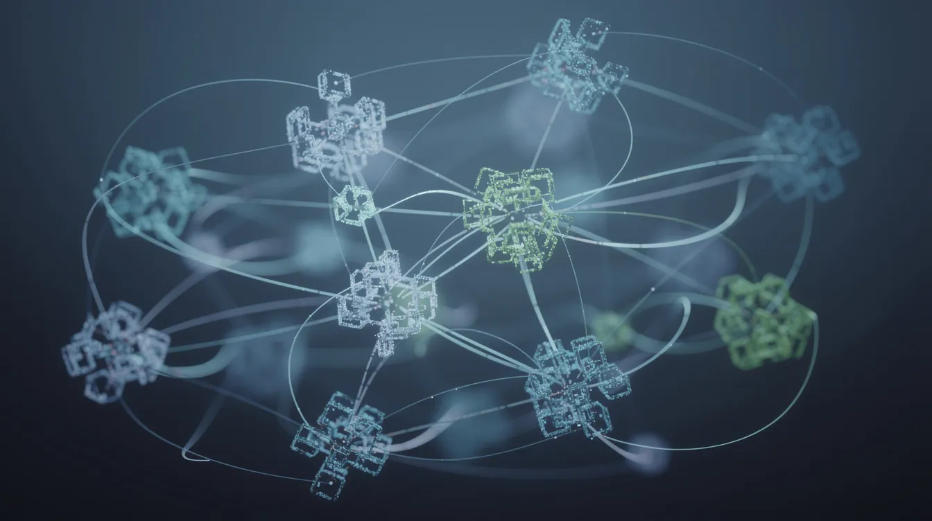 Das Bild zeigt ein Netzwerk aus miteinander verbundenen Knoten, das ein natürliches Linkprofil symbolisiert. Diese Struktur verdeutlicht die Bedeutung von hochwertigen Backlinks und deren Rolle in der SEO-Strategie zur Verbesserung der Online-Sichtbarkeit einer Webseite.