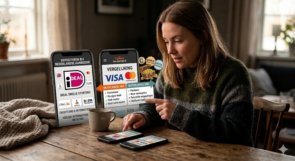 Speler vergelijkt betaalmethoden bij een 5 euro deposit casino, zoals iDEAL, creditcard en e-wallets, om een minimale storting van 5 euro te doen bij legale online casino’s met veilige betaalmethoden en instant deposits.