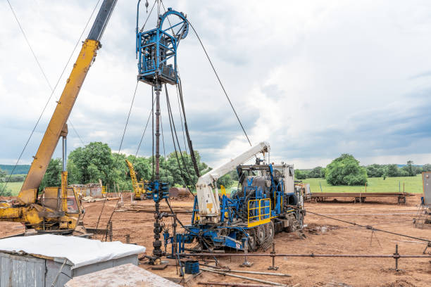 A pile driver installing a pile into the soil