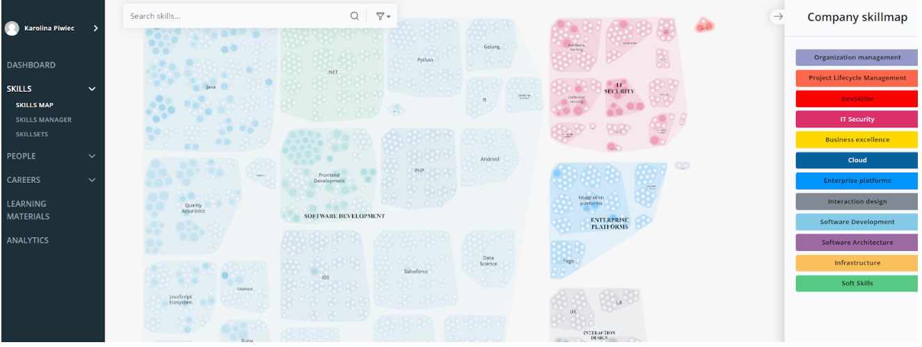 A gap analysis can be displayed as a map in TalentBoost