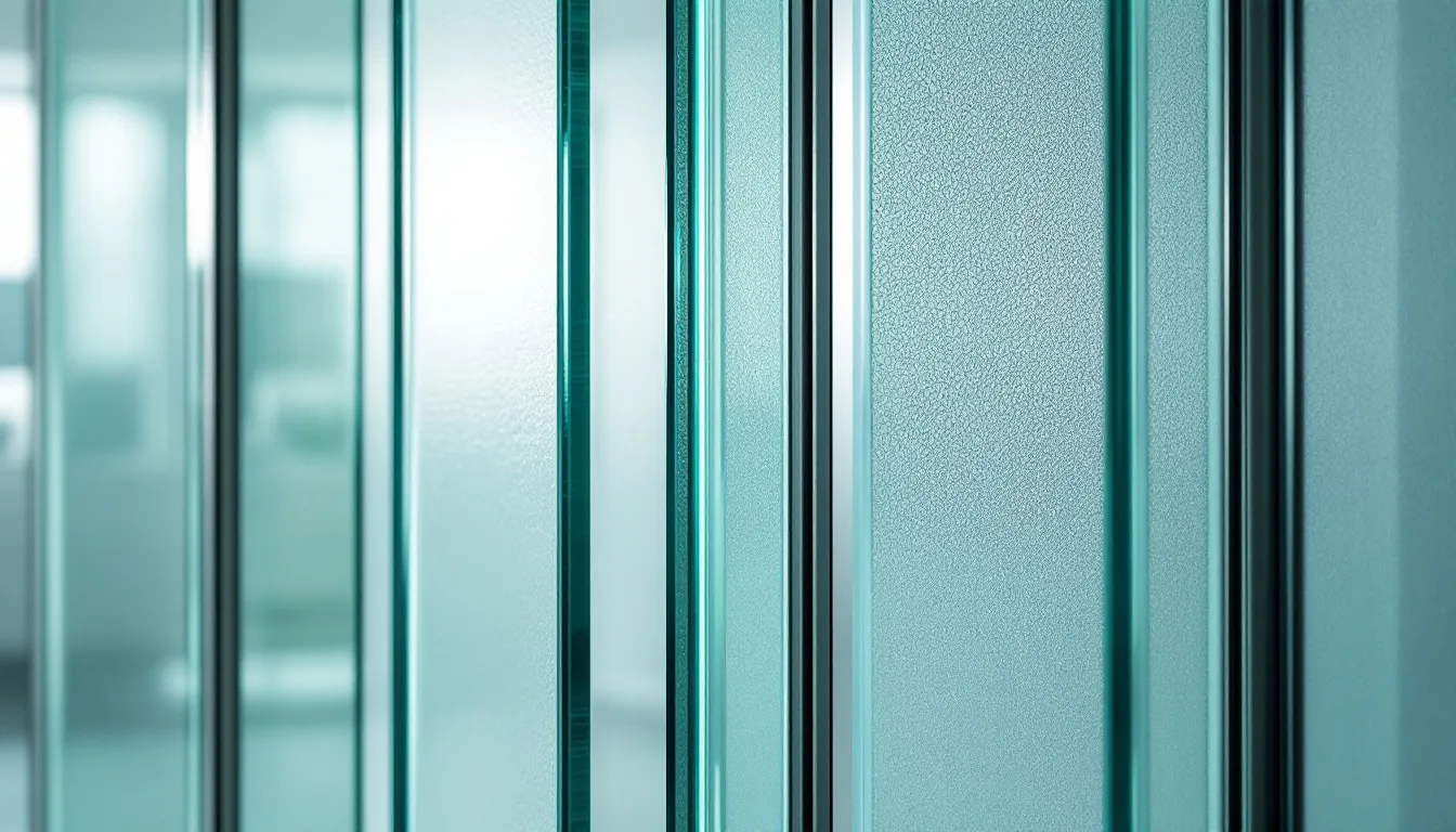 De afbeelding toont verschillende glastypen voor schuifpuien, waaronder kunststof en aluminium schuifpuien, met grote glasoppervlakken en uitstekende isolatie. Er zijn diverse afmetingen en kleuren beschikbaar, waaronder 2 delige en 4 delige schuifpuien, die allemaal zijn ontworpen voor gebruiksgemak en lange levensduur.