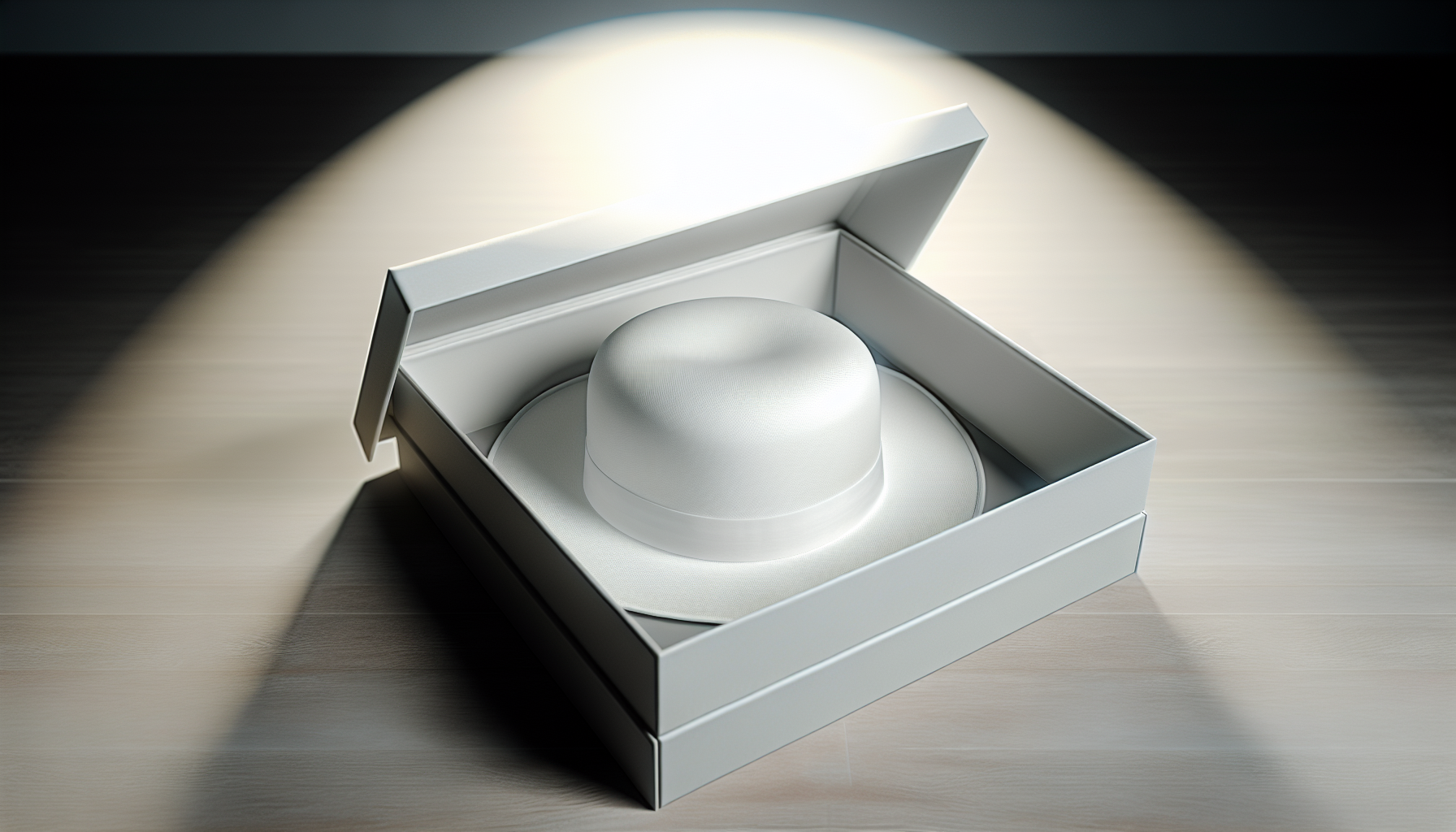 A white hat stored in a hat box