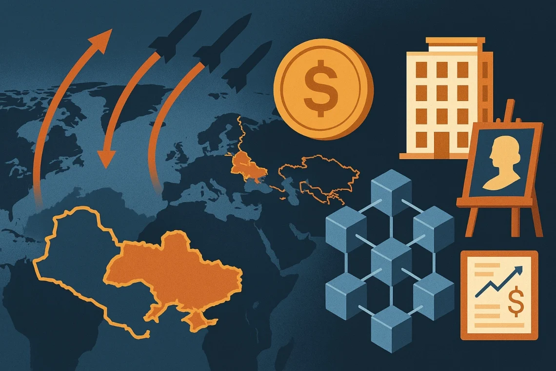 A conceptual image showcasing the global influence of Real World Assets 