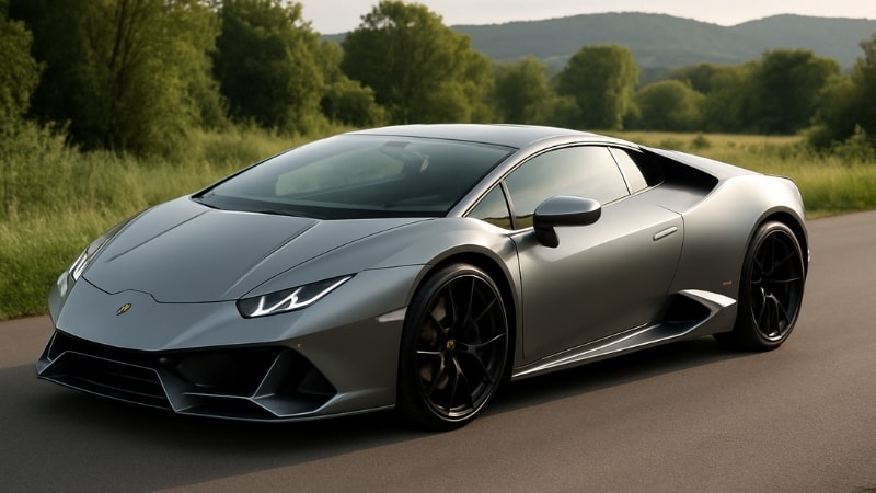 A Lamborghini wrapped fully with sporty looks