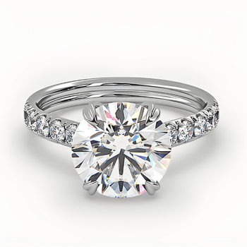 Išskirtinis raudono aukso sužadėtuvių žiedas su briliantais – topdiamonds.online
