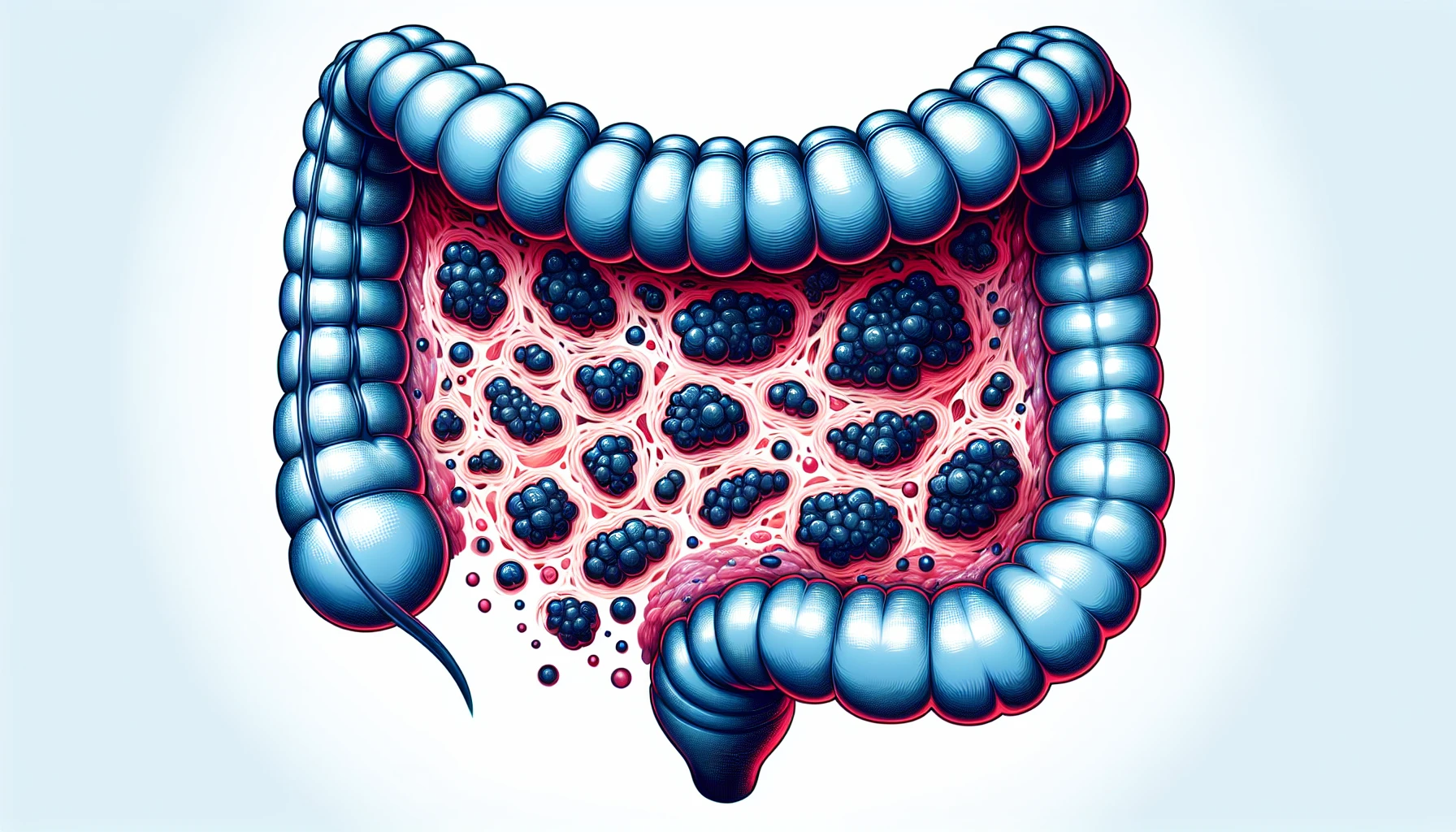 Illustration of cancer cells in the colon