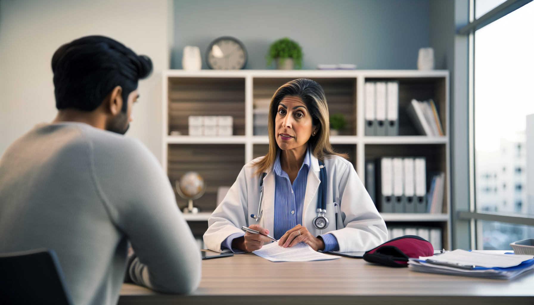 Patient discussing test results with healthcare provider