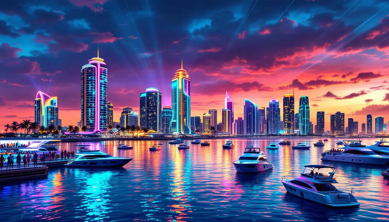 Scenic views of Biscayne Bay with the Miami skyline.