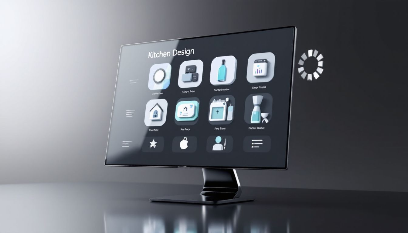 A variety of kitchen design software options displayed on a computer screen.