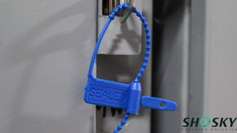 Plastic seal applied to a trailer door