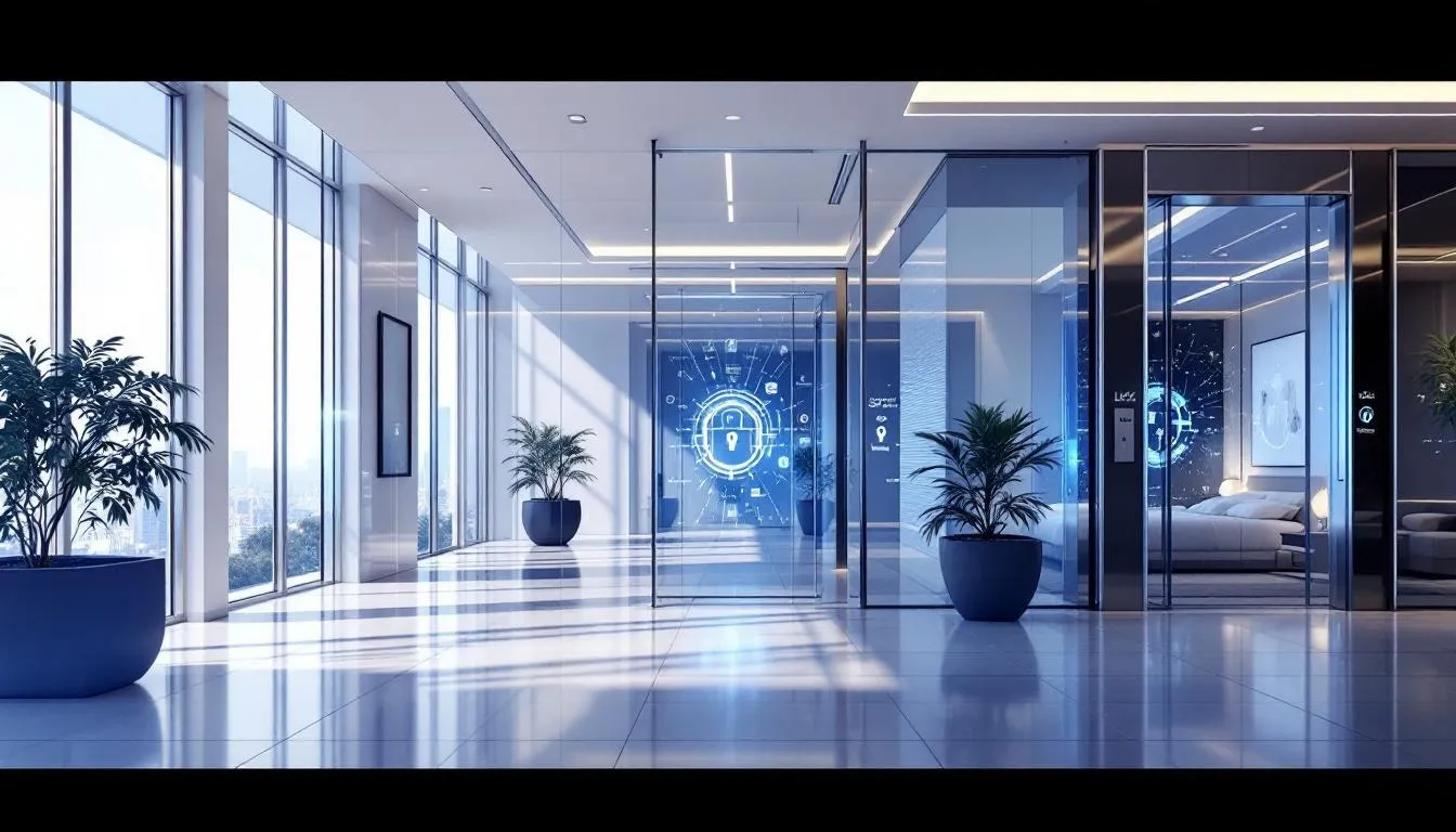A modern hotel showcasing smart locks for enhanced security in hotels and offices.
