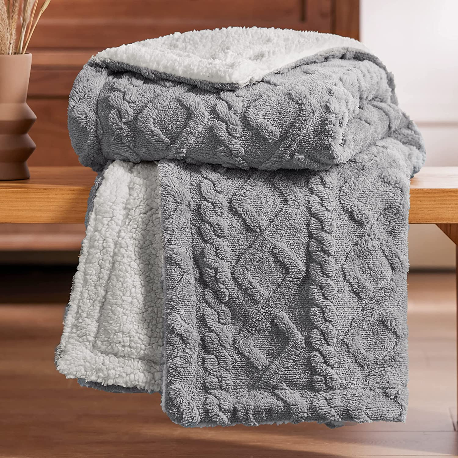 Sherpa Throw Blanket for Couch