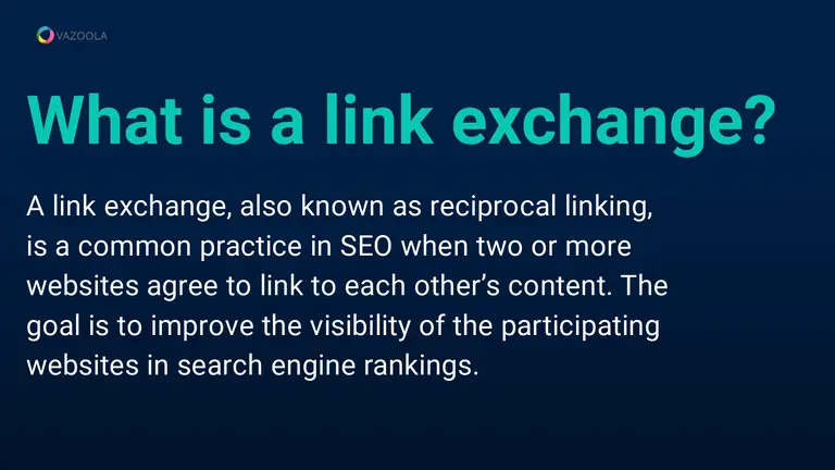 Plain text definition of "what is a link exchange?"