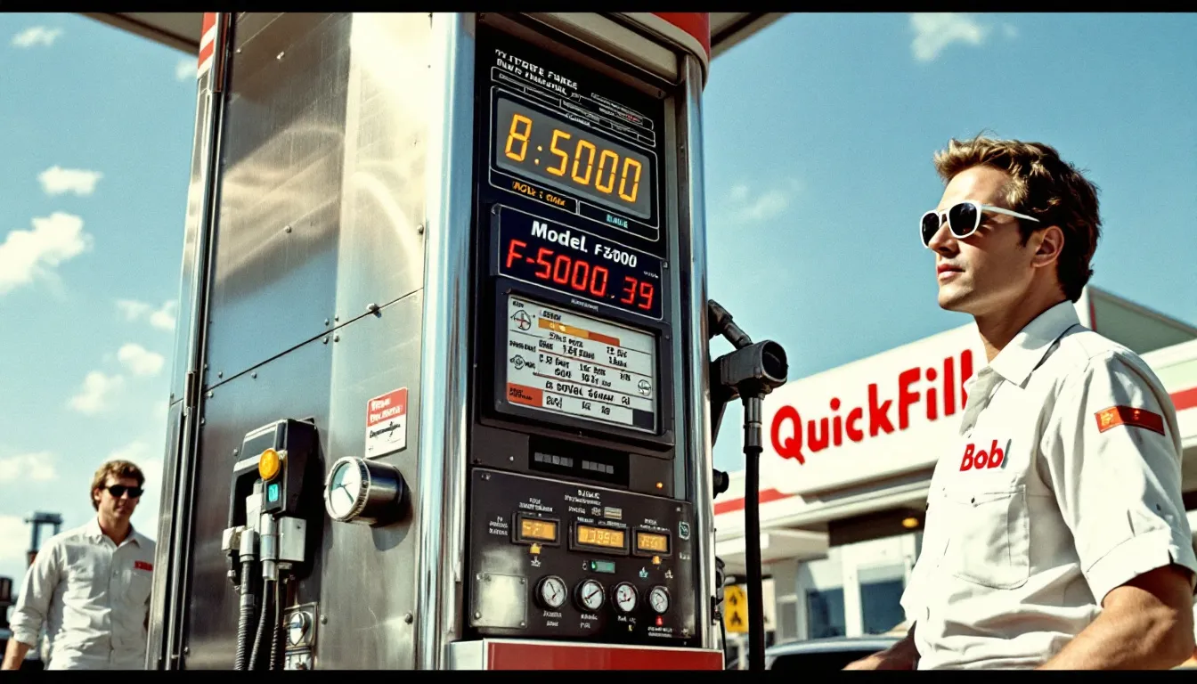 High-speed fuel pump in action at a gas station.
