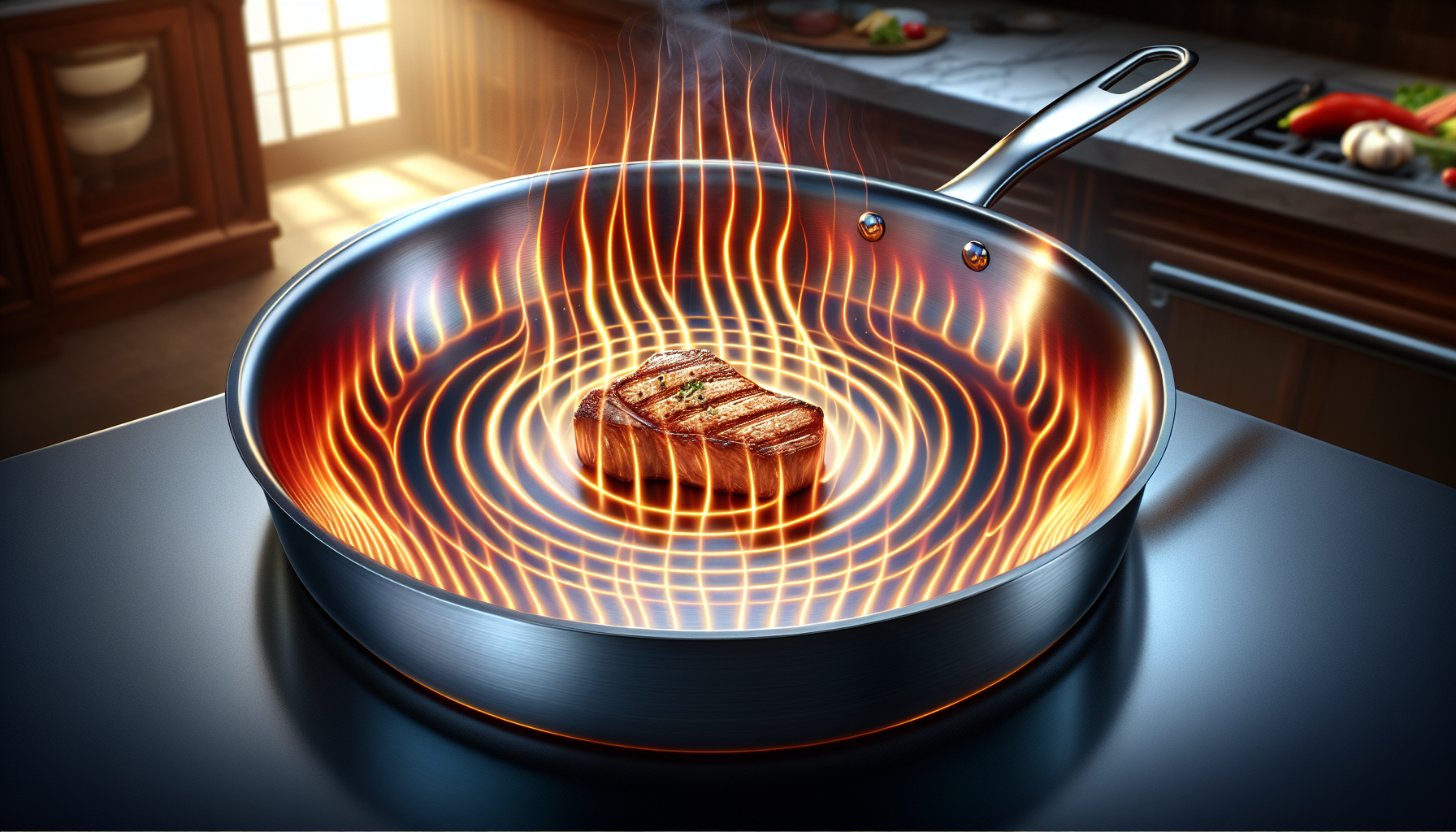 Even heat distribution in stainless steel pans