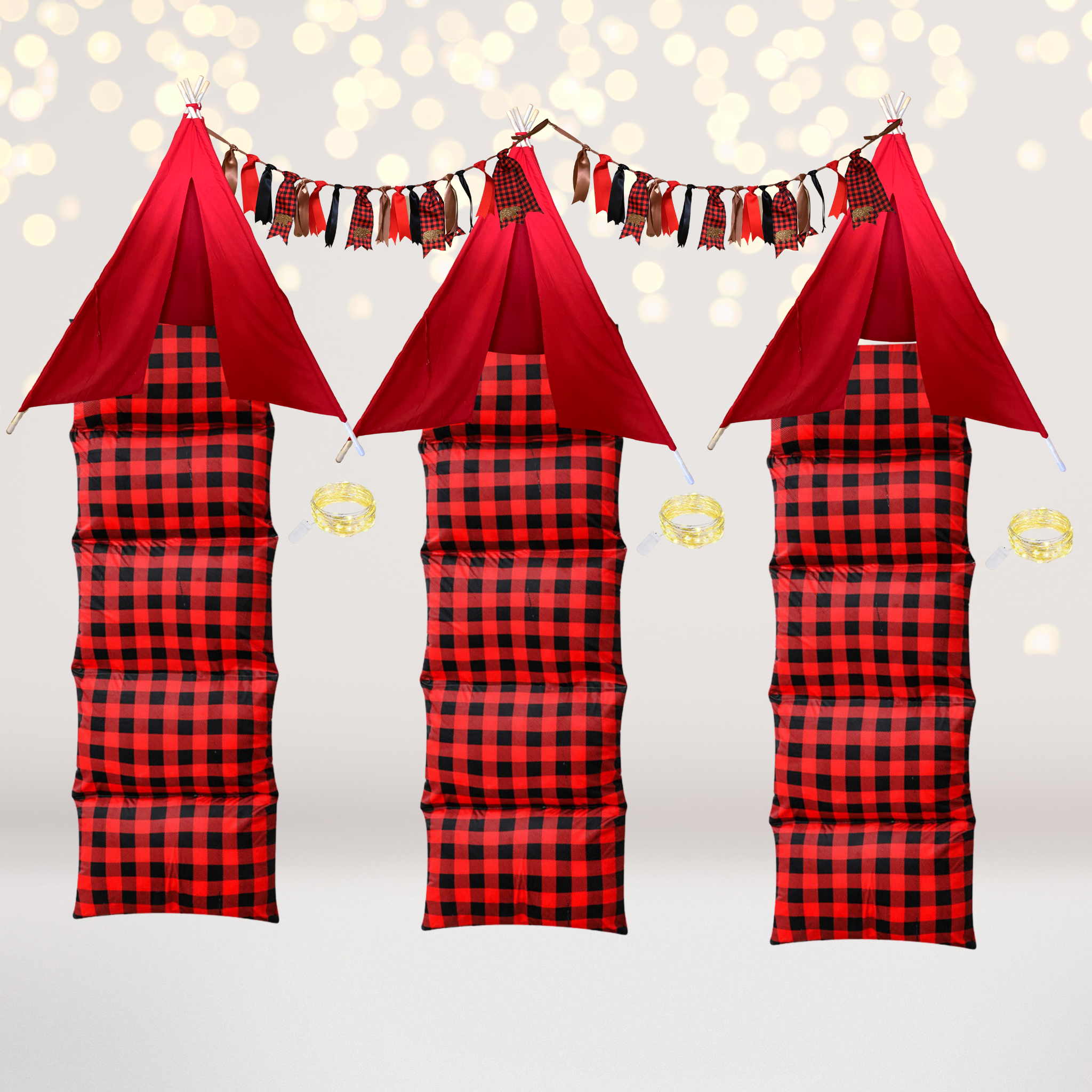 Buffalo plaid decor- Lumberjack Slumber Party Tents