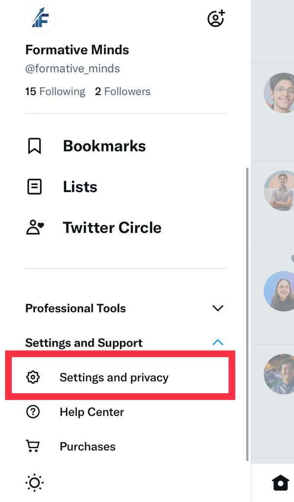 choose setting and privacy