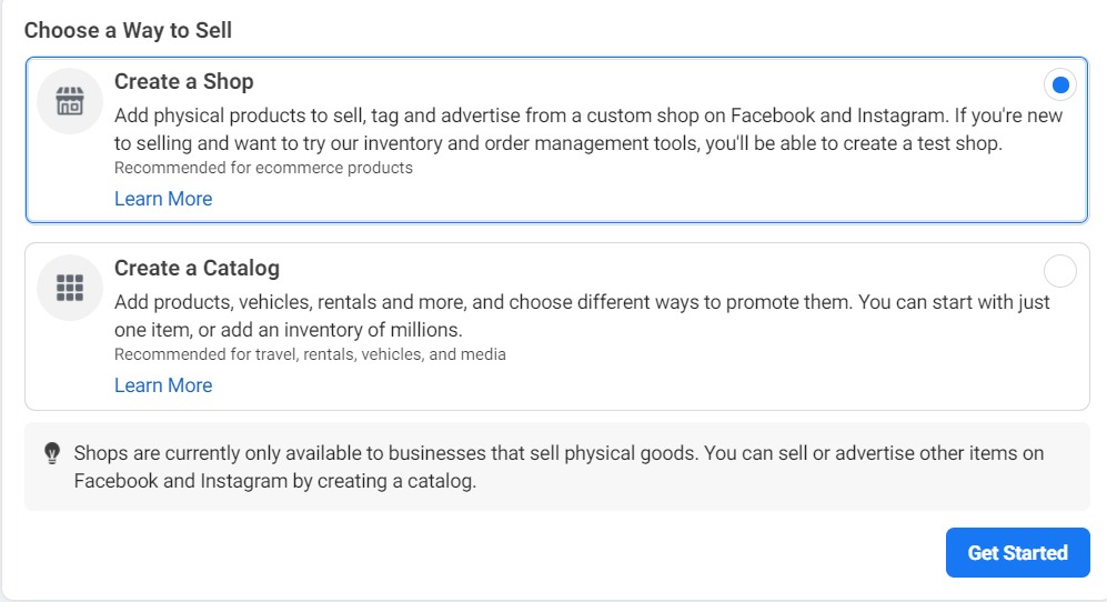Create a Shop or Catalog