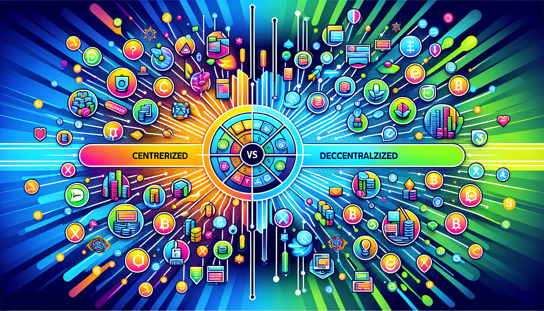 A comparison chart of centralized and decentralized exchanges highlighting their differences.