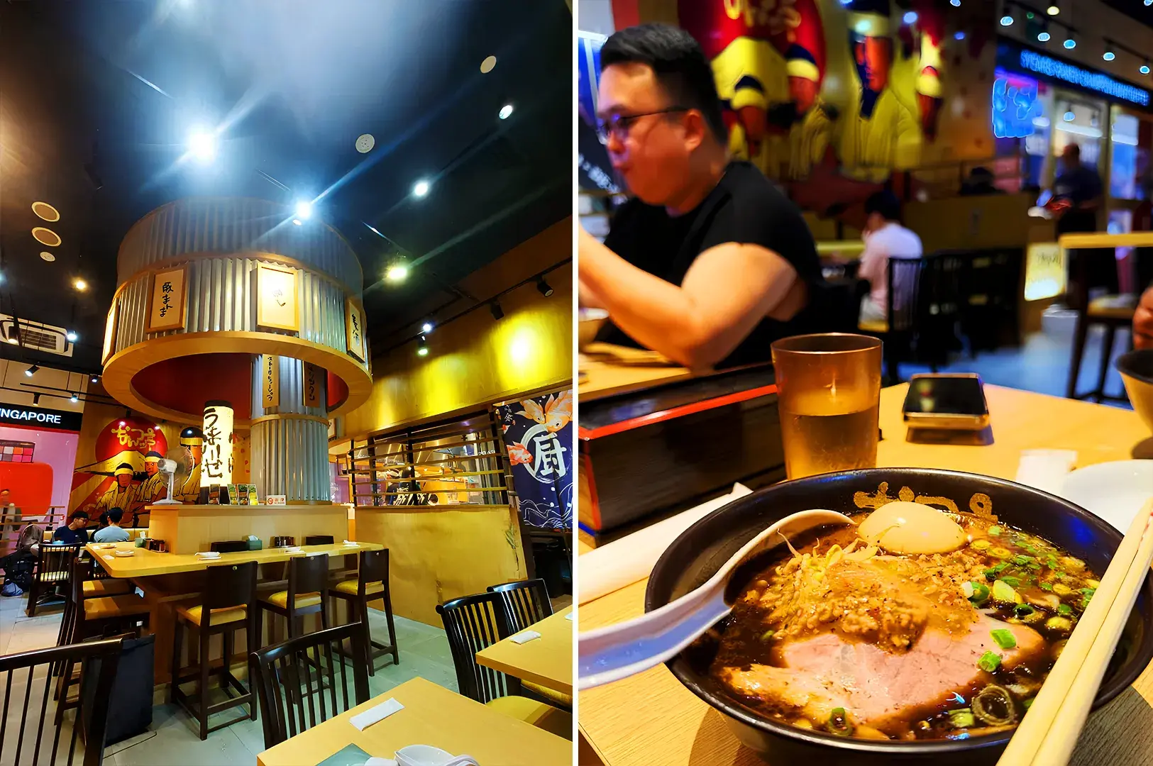 Nantsuttei ramen restaurant Singapore with black garlic tonkotsu ramen and authentic Japanese ramen shop interior