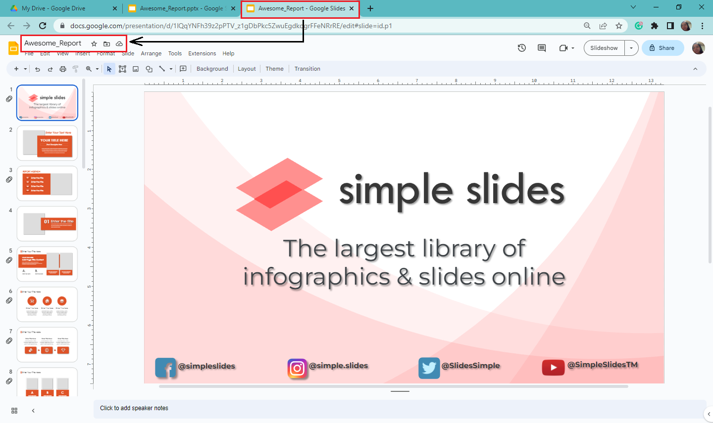 When a new tab opens, you already convert PowerPoint to Google Slides presentation. 